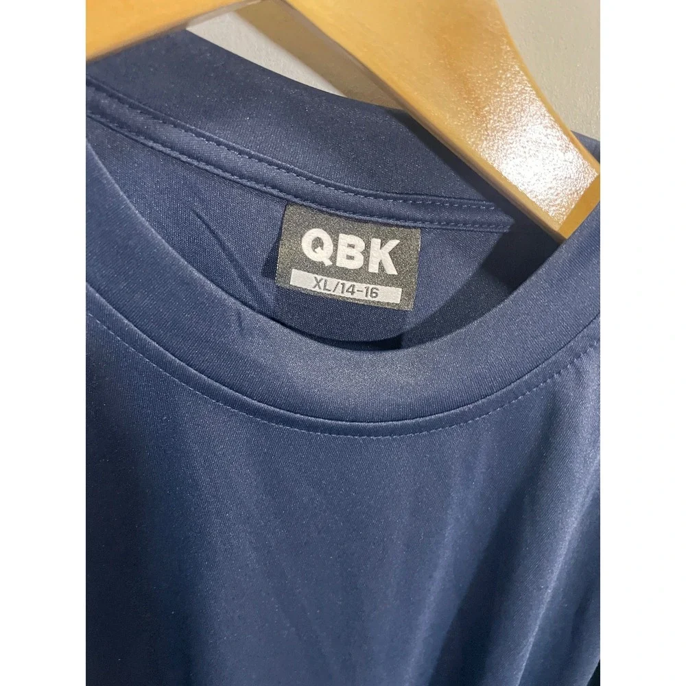 QBK Athletic T-Shirt Kids XL 14-16 Green Navy Blue 2-Pack Sport Performance Tee